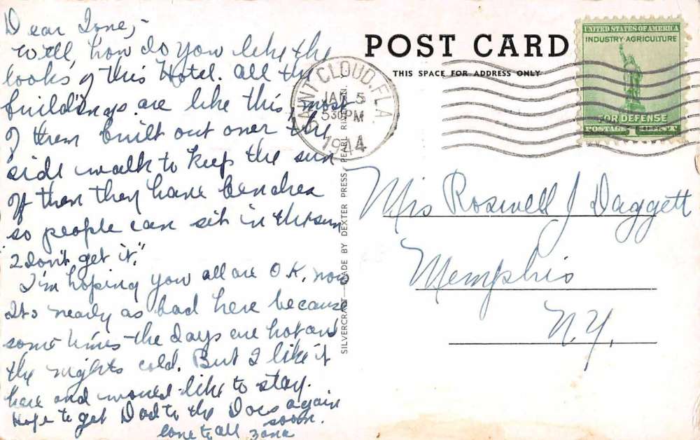 St Cloud Florida Hunter Arms Hotel Exterior View Antique Postcard J56121 - Image 2