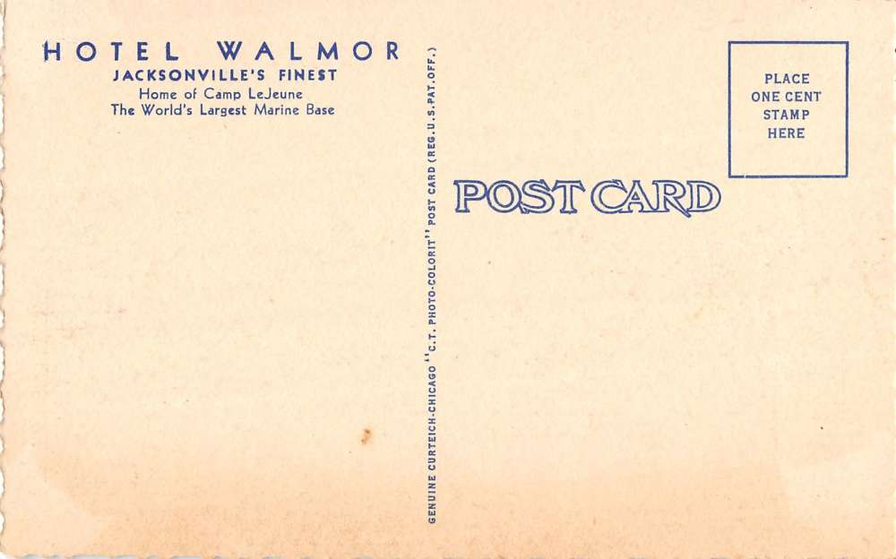 Jacksonville North Carolina Hotel Walmor Street View Antique Postcard K40969 - Image 2