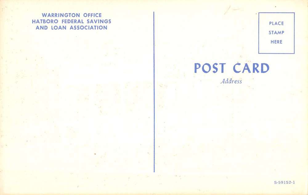 Hatboro Pennsylvania Warrington Office Savings Bank Vintage Postcard K41106 - Image 2