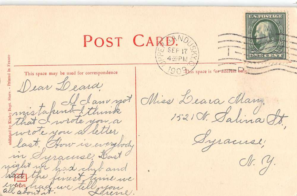 Upper Sandusky Ohio Wyandot Court House Street View Antique Postcard K41464 - Image 2