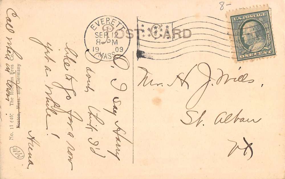 Everett Massachusetts Police Station Street View Antique Postcard K42128 - Image 2