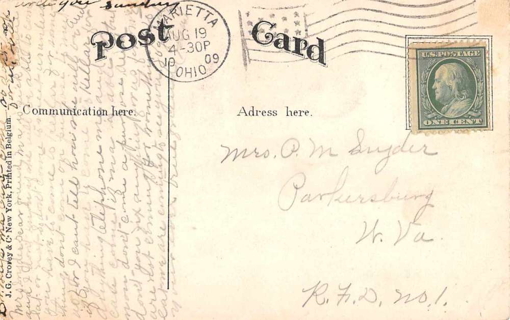 Marietta Ohio view of Two-Horned Congregational Church antique pc Z25649 - Image 2