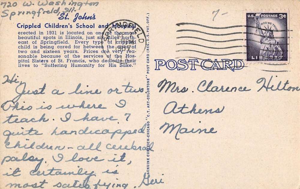 Springfield Illinois St Johns Crippled Childrens School Antique Postcard K42914 - Image 2