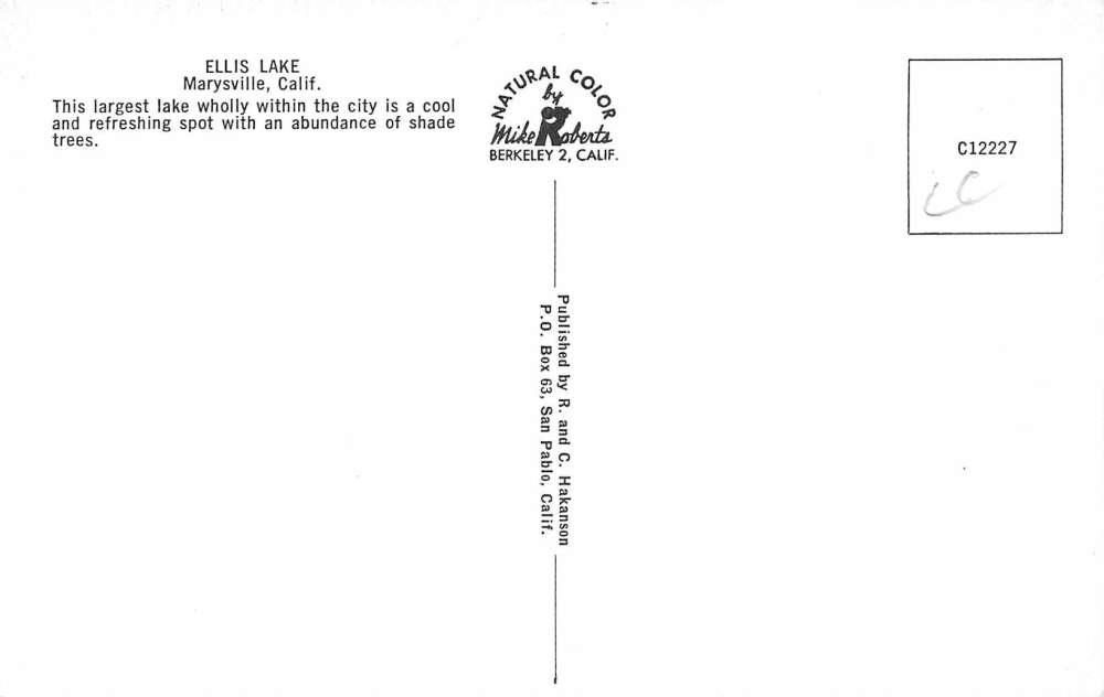 Marysville California Ellis Lake Waterfront Vintage Postcard K43008 - Image 2