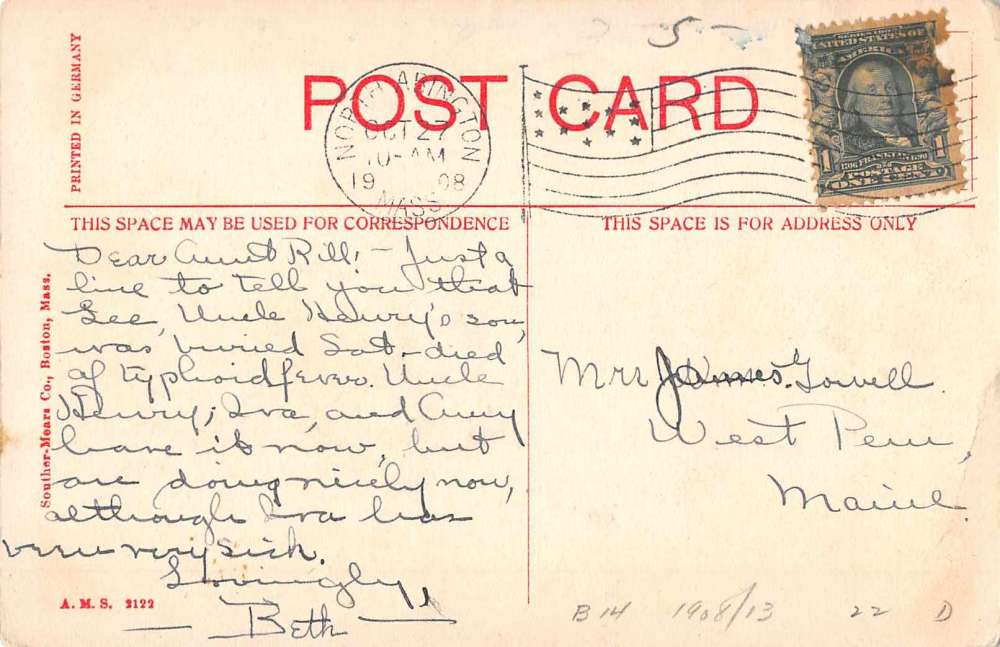 North Abington Massachusetts First Baptist Church Antique Postcard K44796 - Image 2