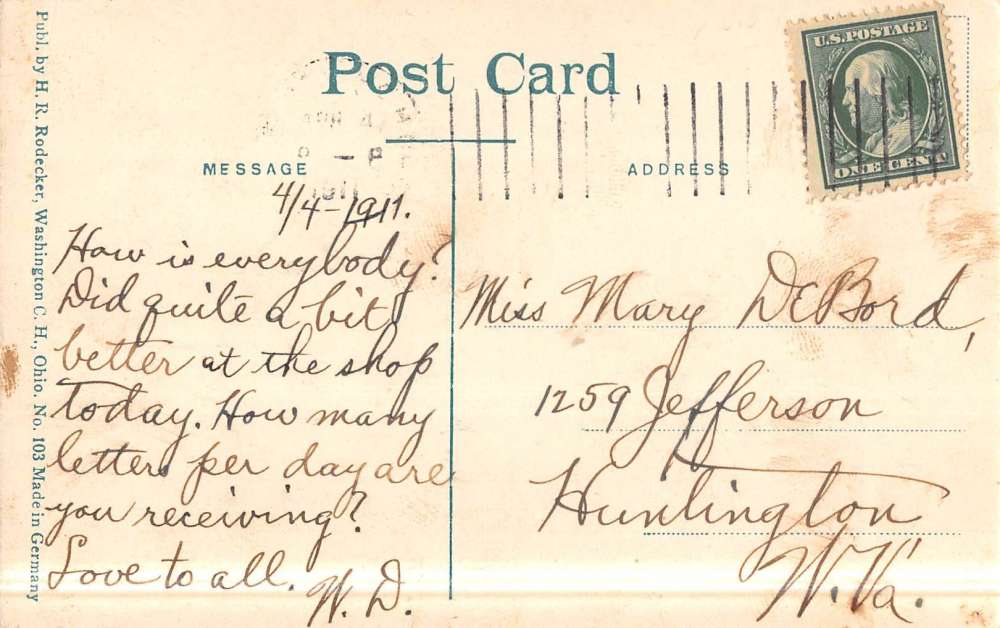 Washington Ohio Grace ME Church Street View Antique Postcard K45164 - Image 2