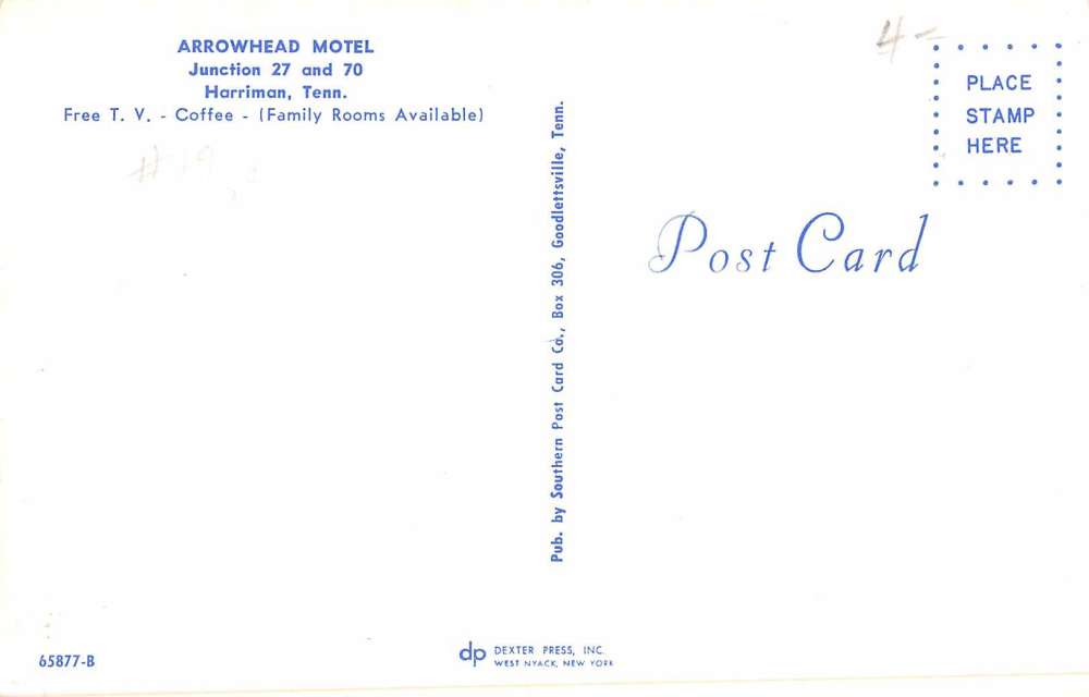 Harriman Tennessee Arrowhead Motel Street View Vintage Postcard K45925 - Image 2