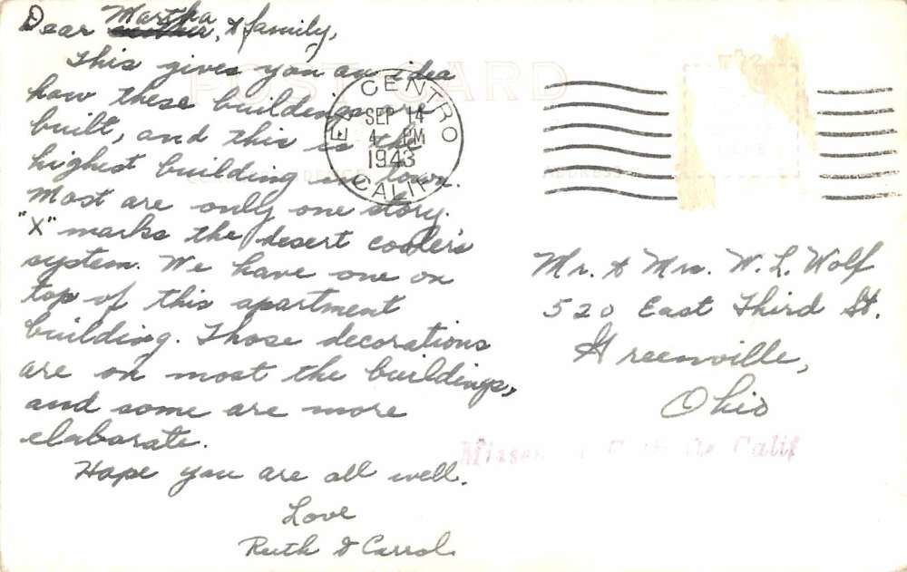 El Centro California Hotel Barbara Worth Frasher Photo Antique Postcard K46109 - Image 2