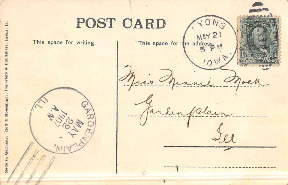 Lyons Iowa High School Street View Antique Postcard K47028 - Image 2