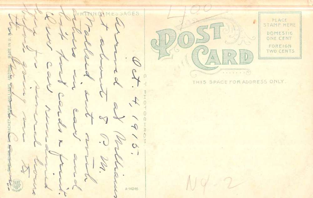 Williams Arizona Birdseye View Of City Scenic Antique Postcard K47424 - Image 2