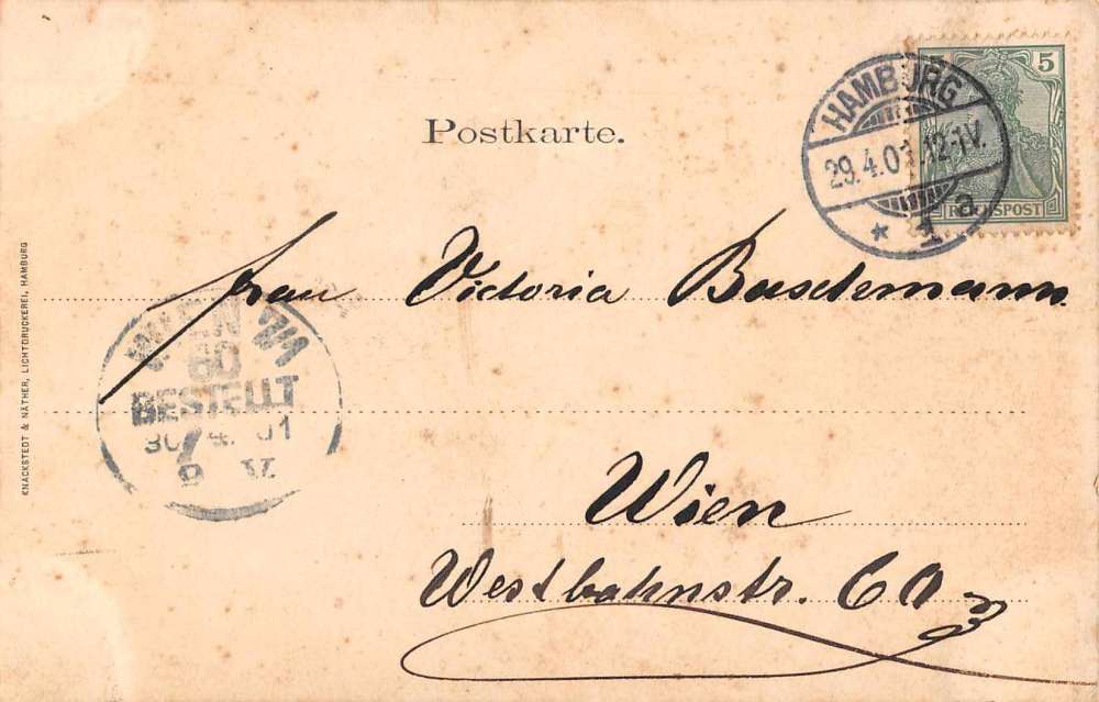 Altona Hamburg Germany Stuhlmann Brunnen Fountain Antique Postcard J59741 - Image 2