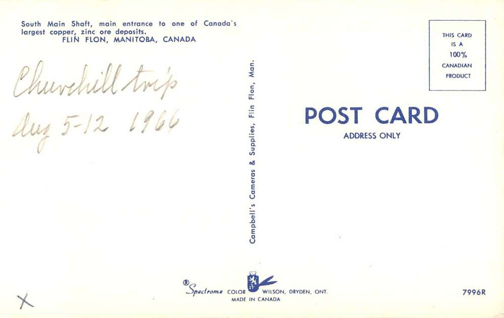 Flin Flon Ont Canada south main shaft copper zinc ore deposit vintage pc Z28486 - Image 2