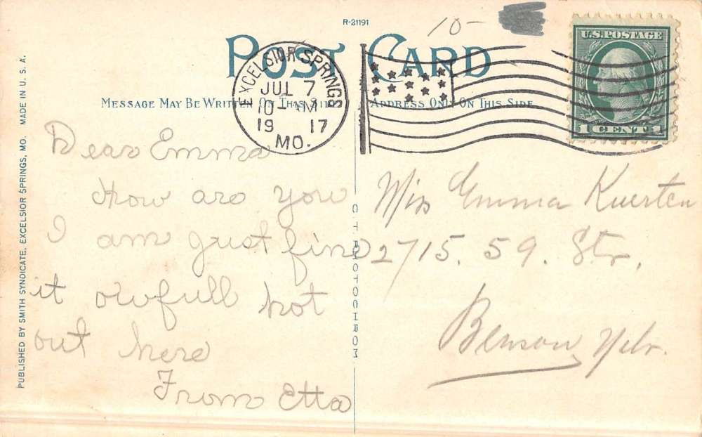 Excelsior Springs Missouri Broadway Street Scene Antique Postcard K48280 - Image 2