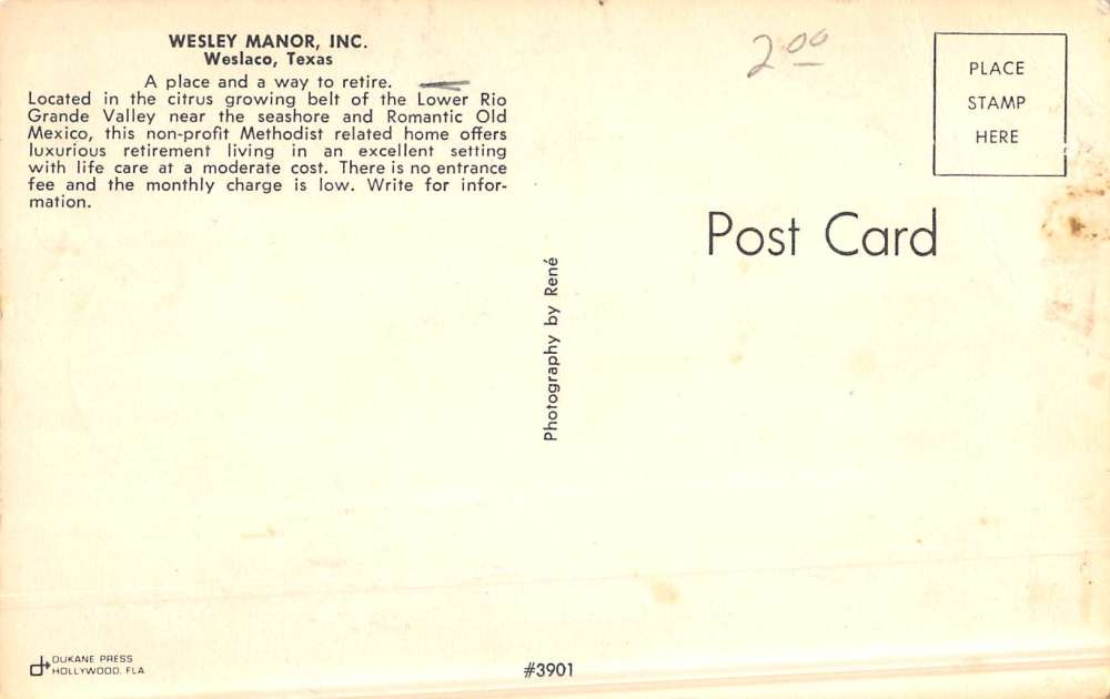 Weslaco Texas Wesley Manor Street View Antique Postcard K49084 - Mary L ...