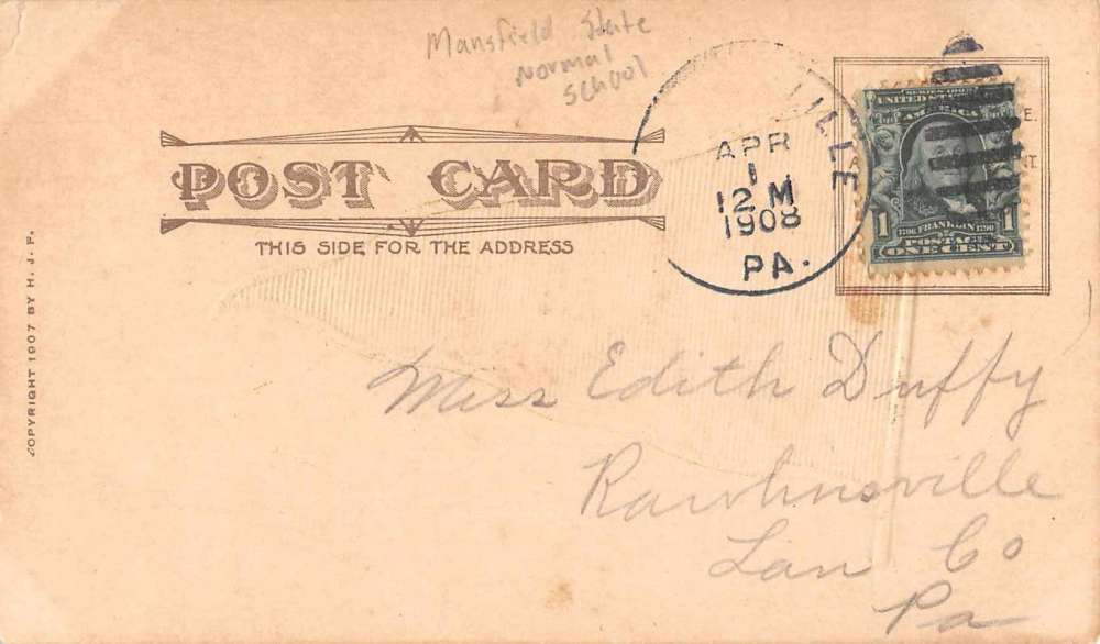 Mansfield Pennsylvania Mansfield State Normal School Pennant Postcard J60537 - Image 2