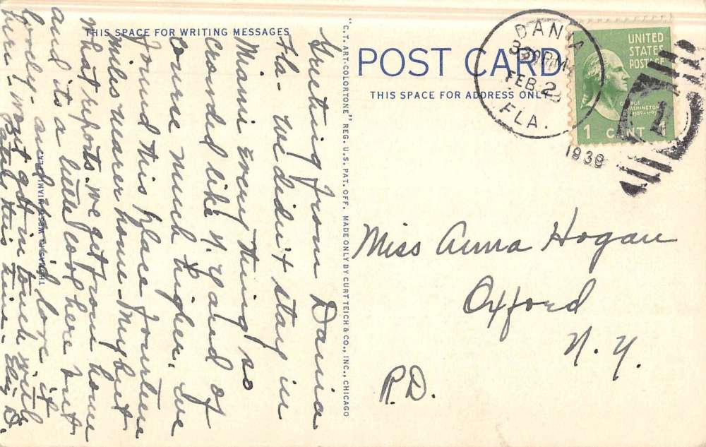 Hollywood Florida Beach Hotel Birdseye View Antique Postcard K49925 - Image 2