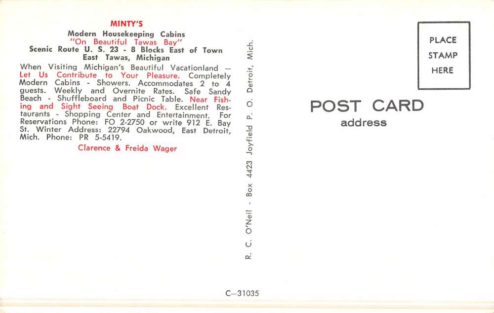 East Tawas Michigan Mintys Multiview Vintage Postcard K49983 - Image 2