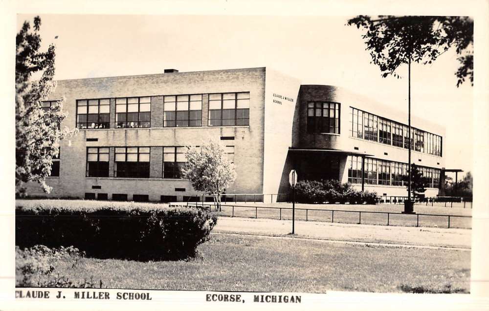 Ecorse Michigan Miller School Real Photo Antique Postcard K50013 Mary