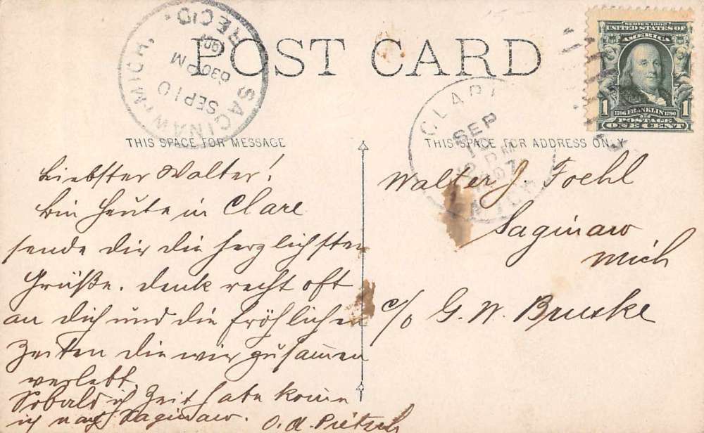 Clare Michigan High School Real Photo Antique Postcard J61045 - Image 2