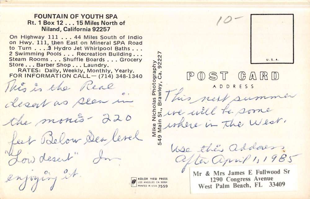 Niland California Fountain Youth Spa Multiview Vintage Postcard K50075 - Image 2