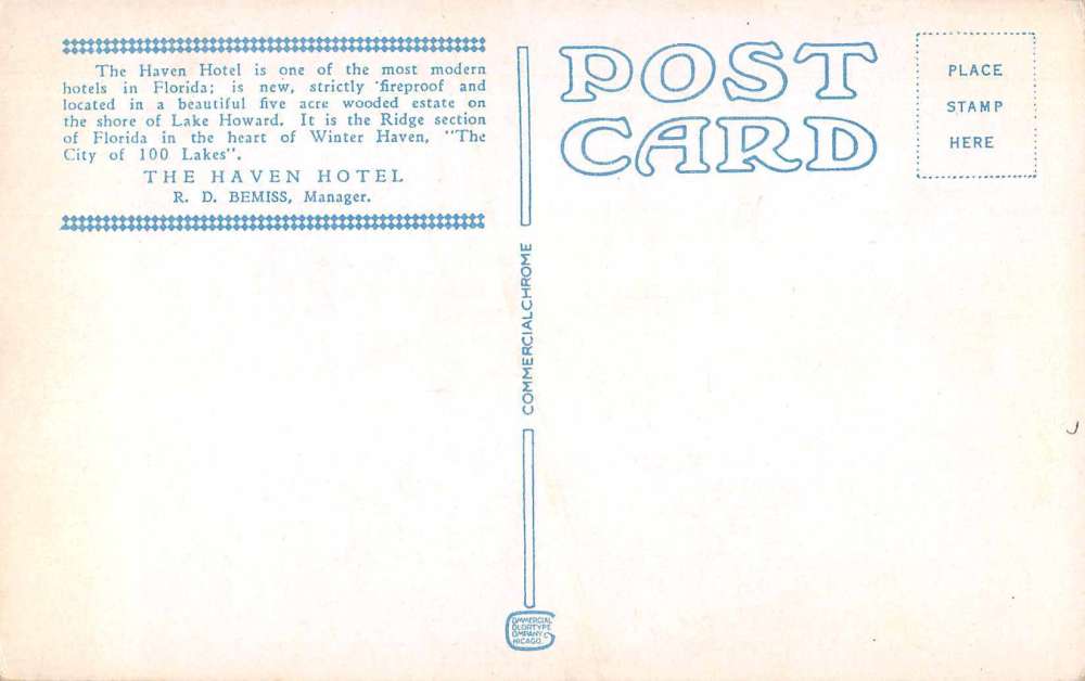 Winter Haven Florida The Haven Hotel Exterior View Antique Postcard J61208 - Image 2