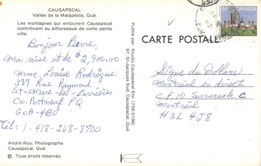 Causapscal Quebec Canada Birds Eye View Vintage Postcard J61223 - Image 2
