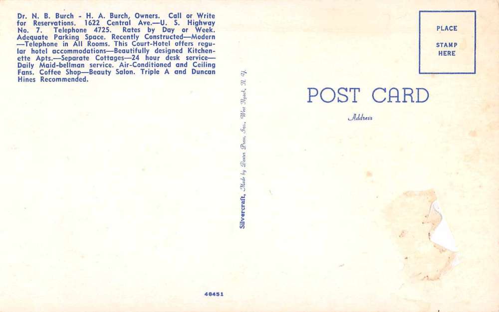 Hot Springs Arkansas Fountain Court Motel Vintage Postcard J61276 - Image 2