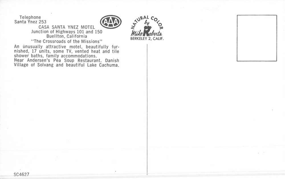 Buellton California Casa Santa Ynez Motel Street View Vintage Postcard K50531 - Image 2