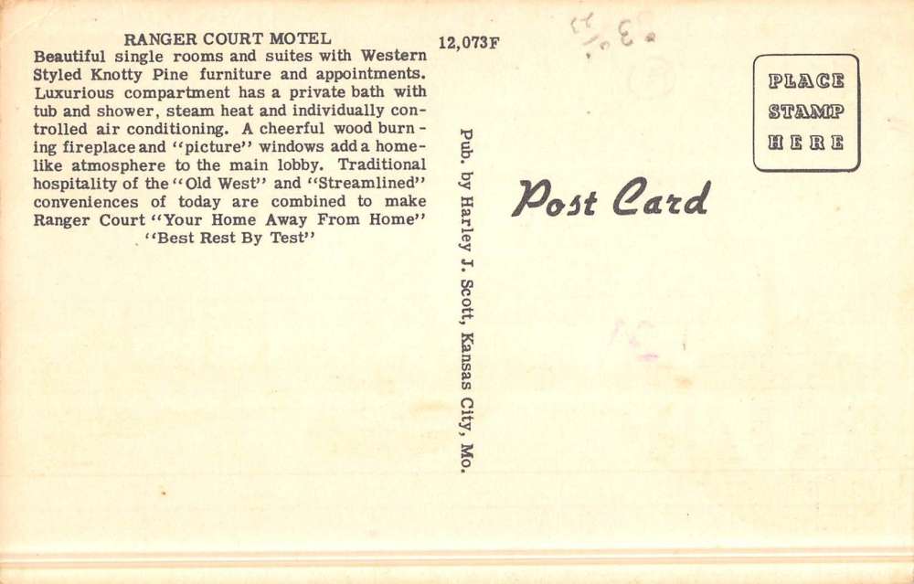 Excelsior Springs Missouri Ranger Court Motel Antique Postcard K50534 ...
