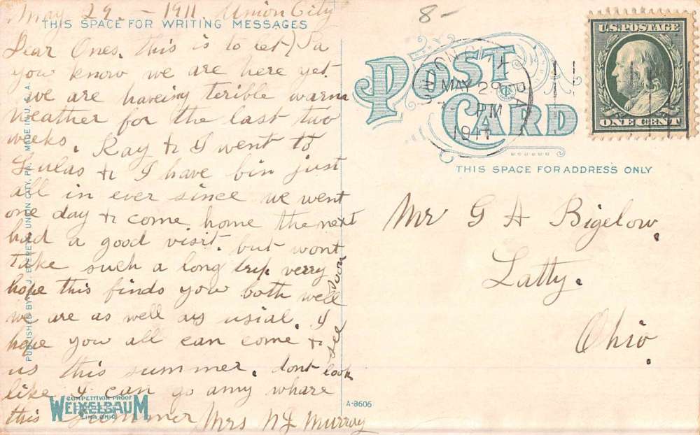 Union City Pennsylvania Birdseye View Of City Antique Postcard K51373 - Image 2