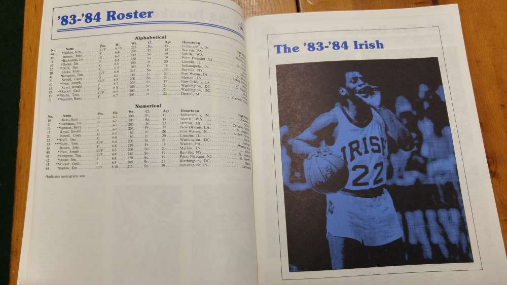 Notre Dame Basketball Guide Digger Phelps 1983-1984 Vintage Magazine J61800 - Image 3