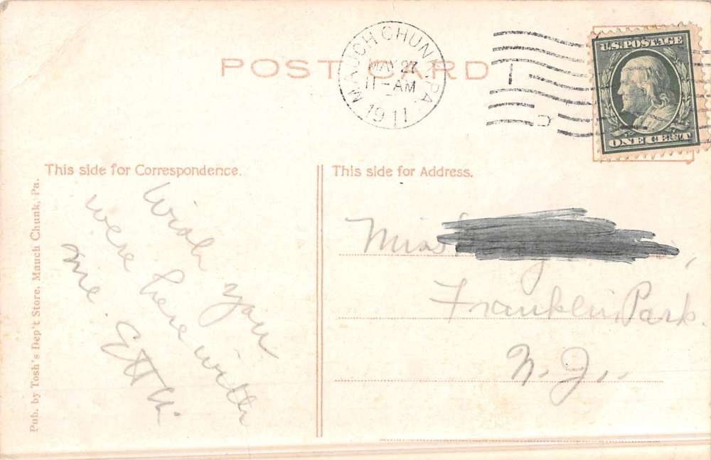 Mauch Chunk Pennsylvania Bear Mt From Flagstaff Antique Postcard K51524 - Image 2