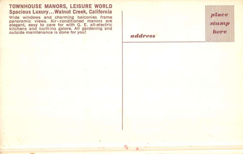 Walnut Creek California Townhouse Manors Street View Vintage Postcard K51539 - Image 2