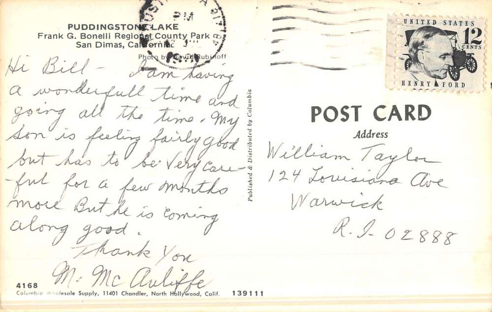 San Dimas California Puddingstone Lake Birdseye View Vintage Postcard K51563 - Image 2