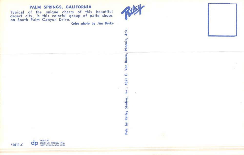 Palm Springs California Patio Shops Street View Vintage Postcard K52252 - Image 2