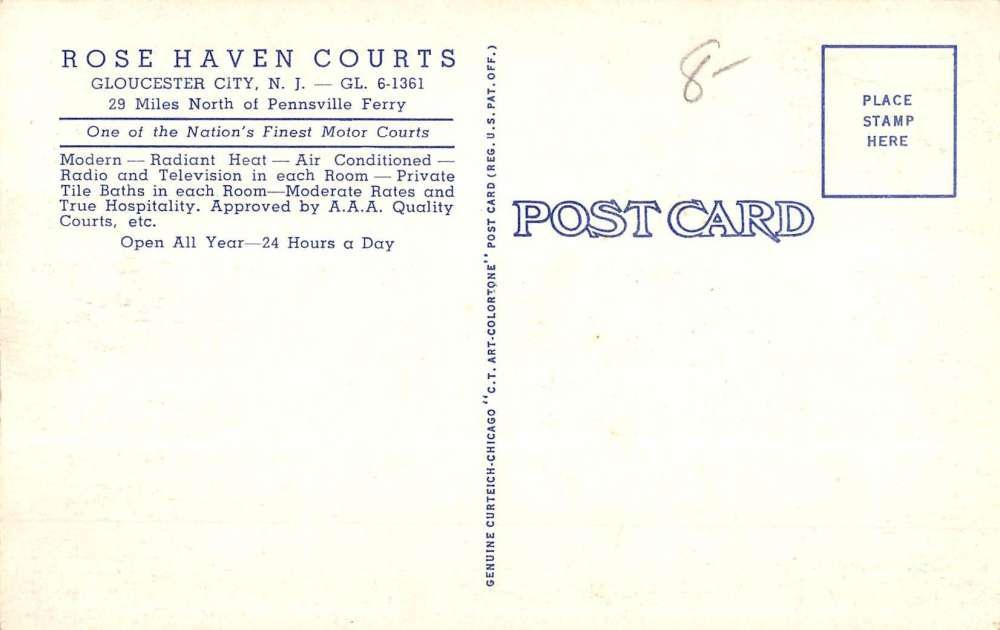 Gloucester City New Jersey Rose Haven Court Street View Antique Postcard K53257 - Image 2