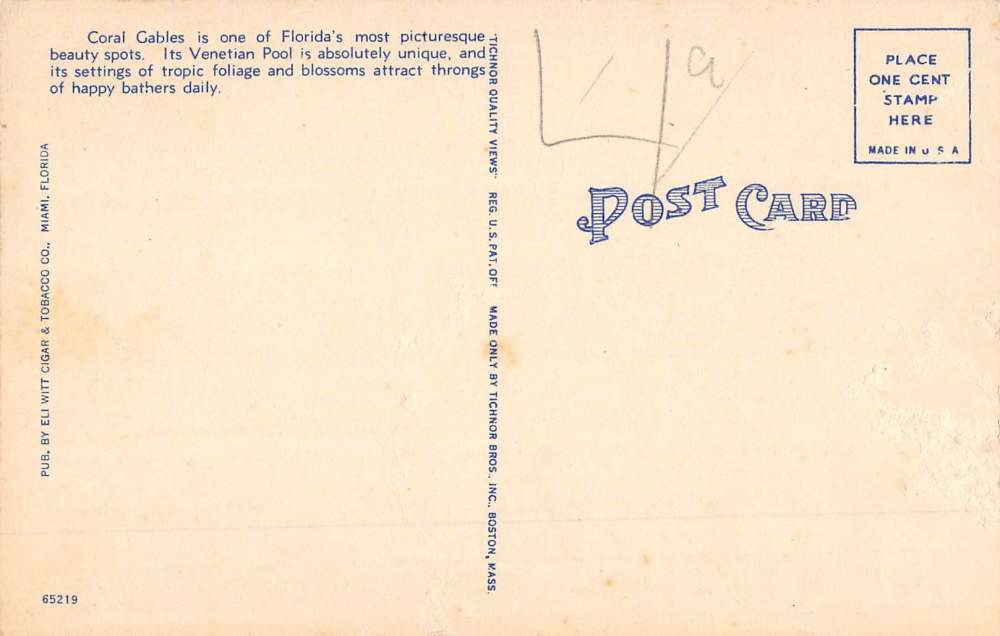 Coral Gables Florida Large Letter Linen Antique Postcard K53416 - Image 2
