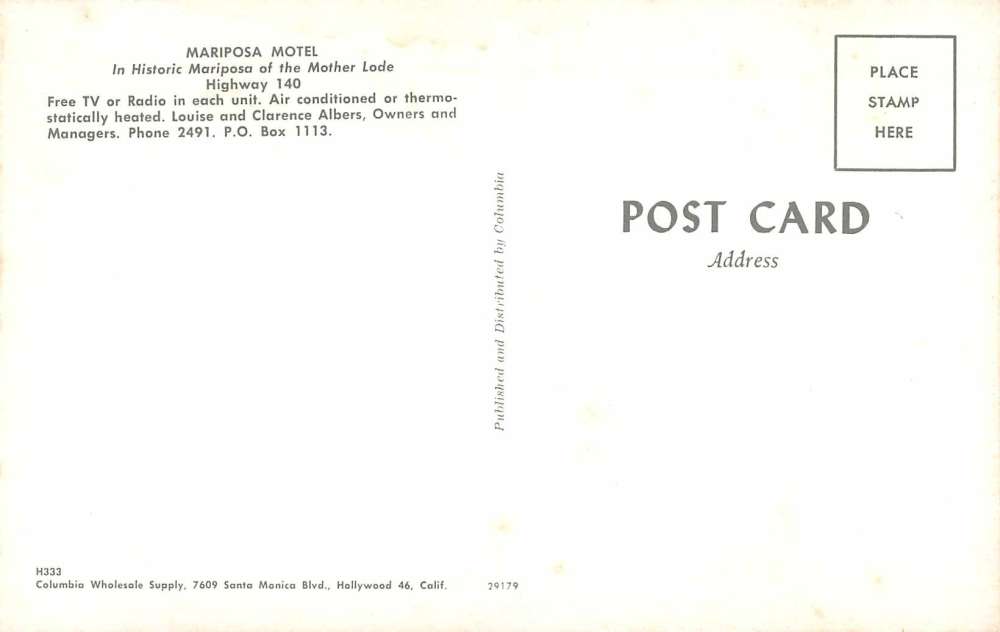 Mariposa California scenic birds eye view Mariposa Motel vintage pc Z30302 - Image 2
