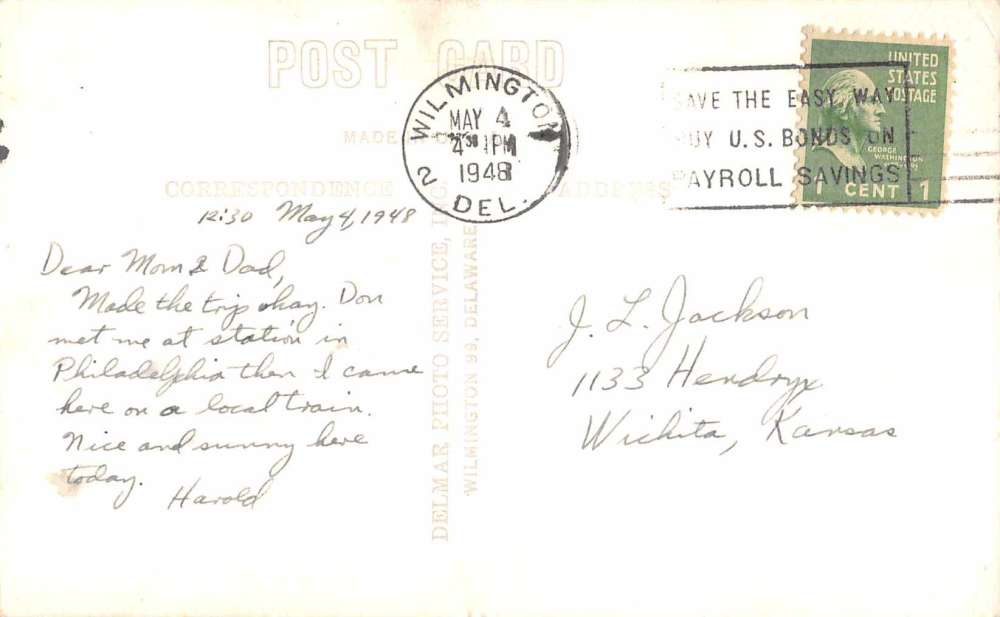 Wilmington Delaware Rodney Square Library Real Photo Antique Postcard J62381 - Image 2