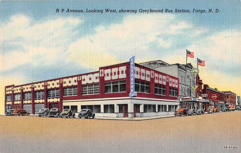 Fargo North Dakota Greyhound Bus Station NP Avenue Antique Postcard ...