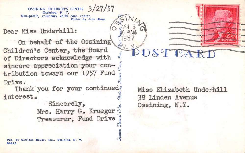 Ossining New York Childrens Center Interior View Vintage Postcard J62442 - Image 2