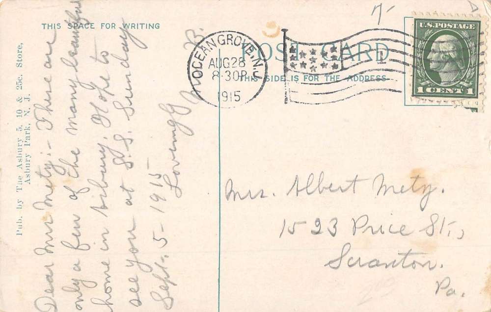 Asbury Park New Jersey Second Ave Street Scene Antique Postcard K53862 - Image 2