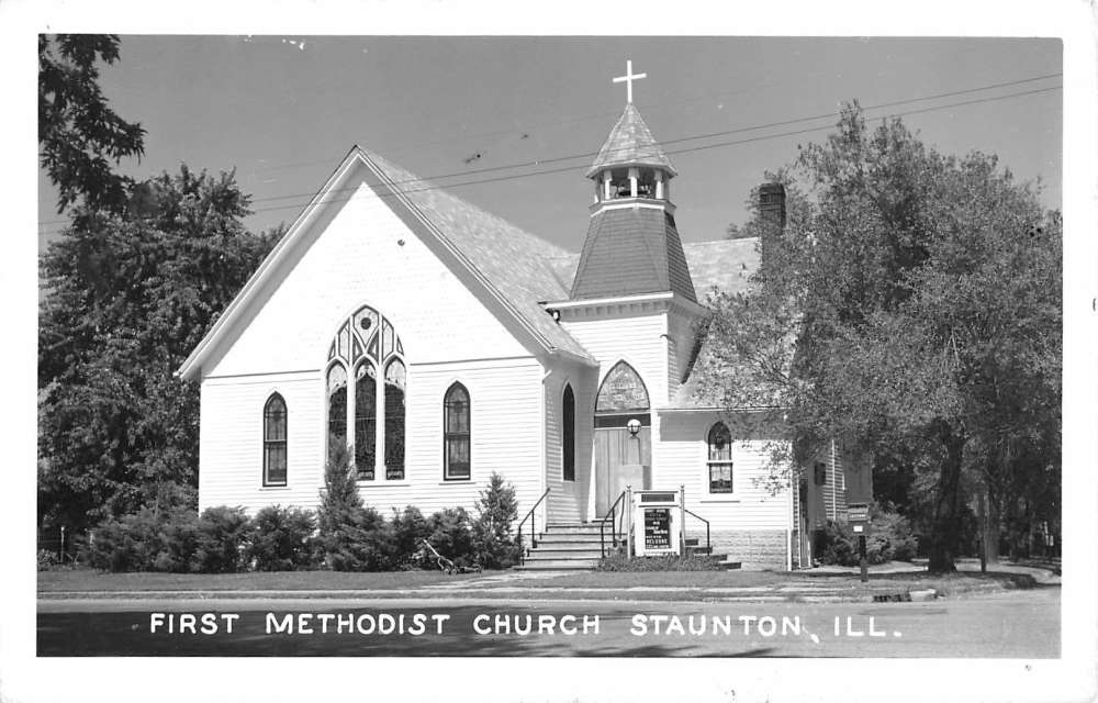 Staunton Illinois First Methodist Church Real Photo Antique Postcard K54011 Mary L. Martin Ltd