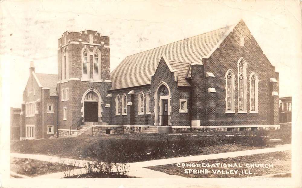 Spring Valley Illinois Congregational Church Real Photo Antique