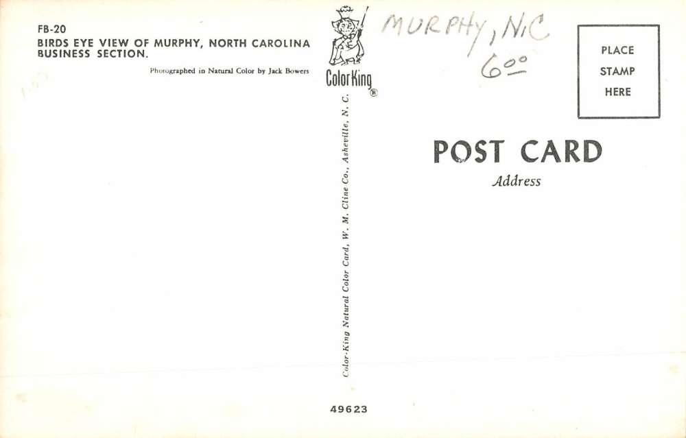 Murphy North Carolina Business Section Birdseye View Vintage Postcard K54148 - Image 2