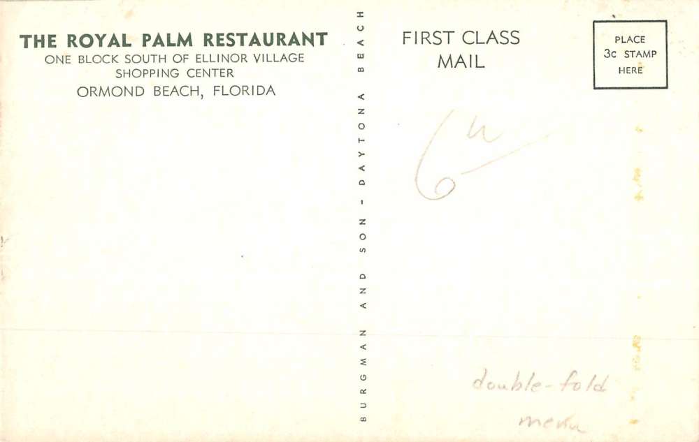 Ormond Beach Florida Royal Palm Restaurant Antique Postcard K54216 - Image 2