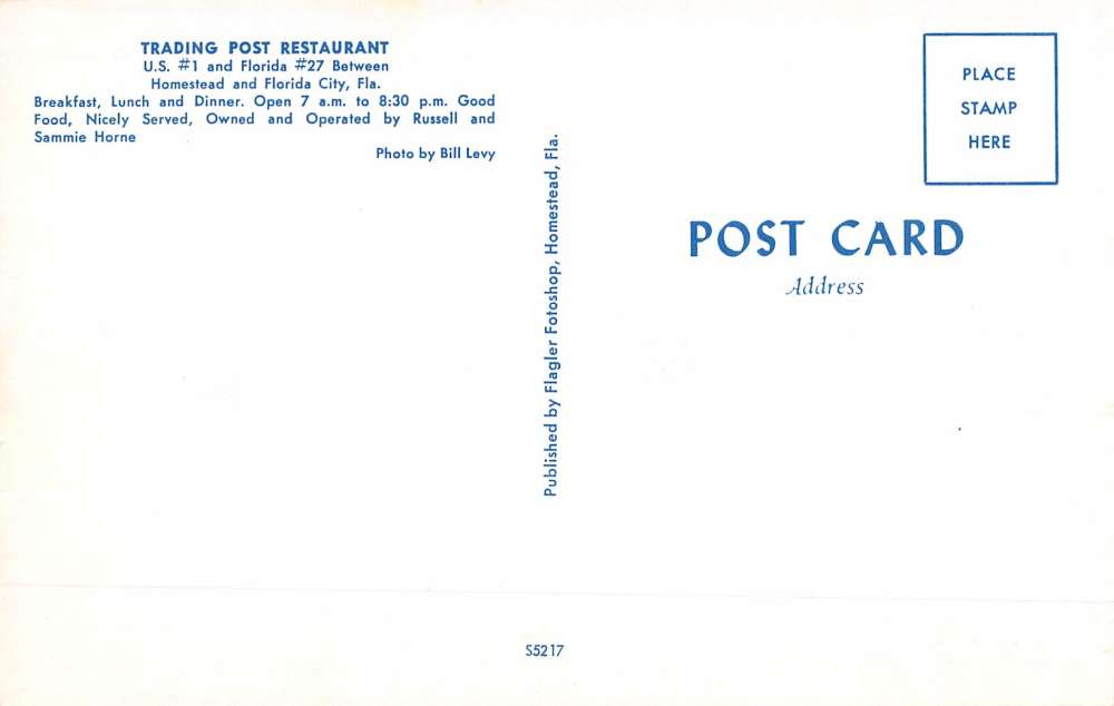 Florida City Florida Trading Post Restaurant Vintage Postcard K54676 - Image 2
