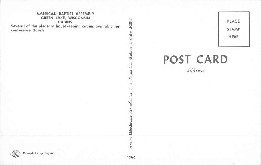 Green Lake Michigan Baptist Assembly Cabins Vintage Postcard K55217 - Image 2