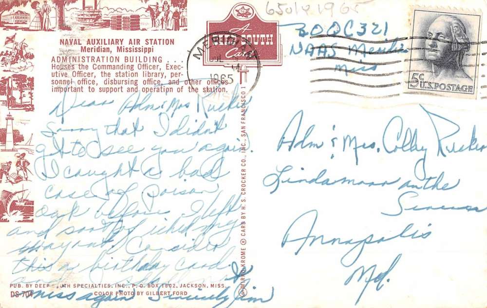 Meridian Mississippi Naval Aux Air Station Street View Vintage Postcard K55250 - Image 2