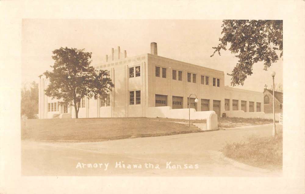 Hiawatha Kansas Armory Real Photo Antique Postcard K55457 Mary L